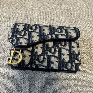 Dior Navy and Cream Monogram Wallet